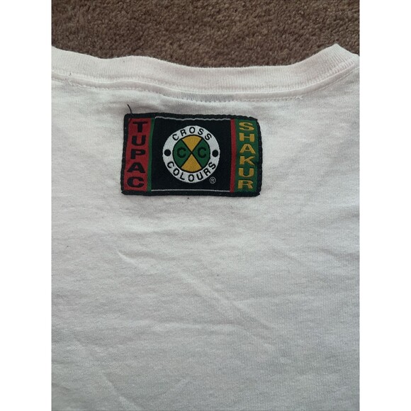 Cross Colours Tupac T-Shirt Adult Size Medium White Short Sleeve Adult - Picture 4 of 4